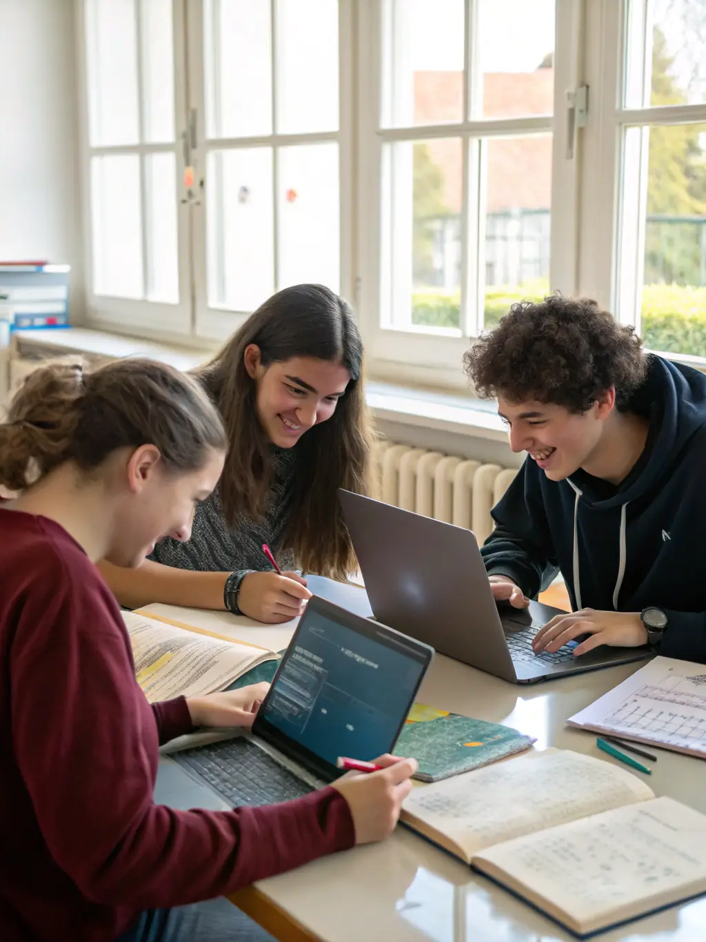Students are working on computers in a coding workshop at L'HEUR DE LIRE, learning basic programming skills and creating their own interactive projects.