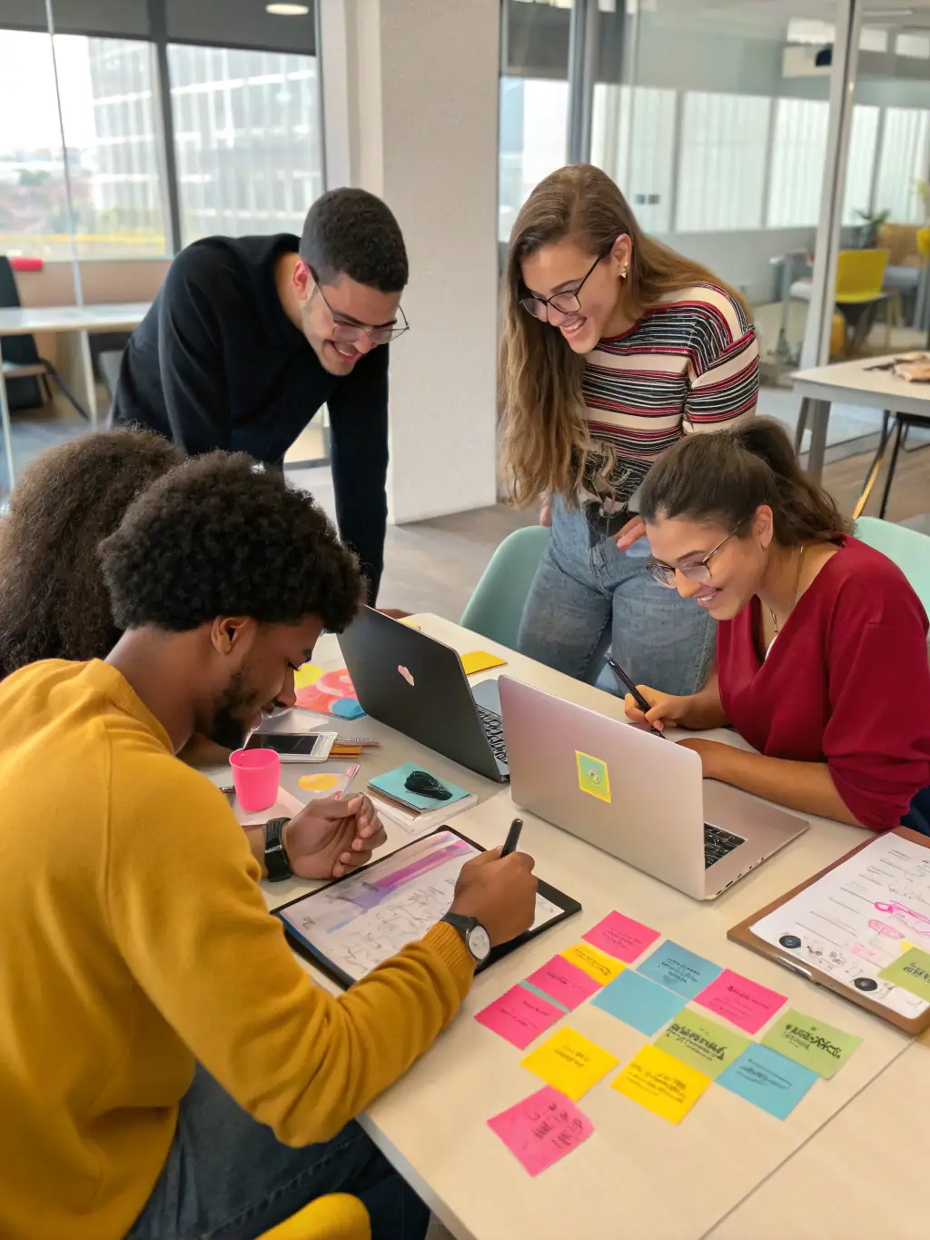 Teenagers participating in a creative writing workshop at L'HEUR DE LIRE, brainstorming ideas and sharing their stories.